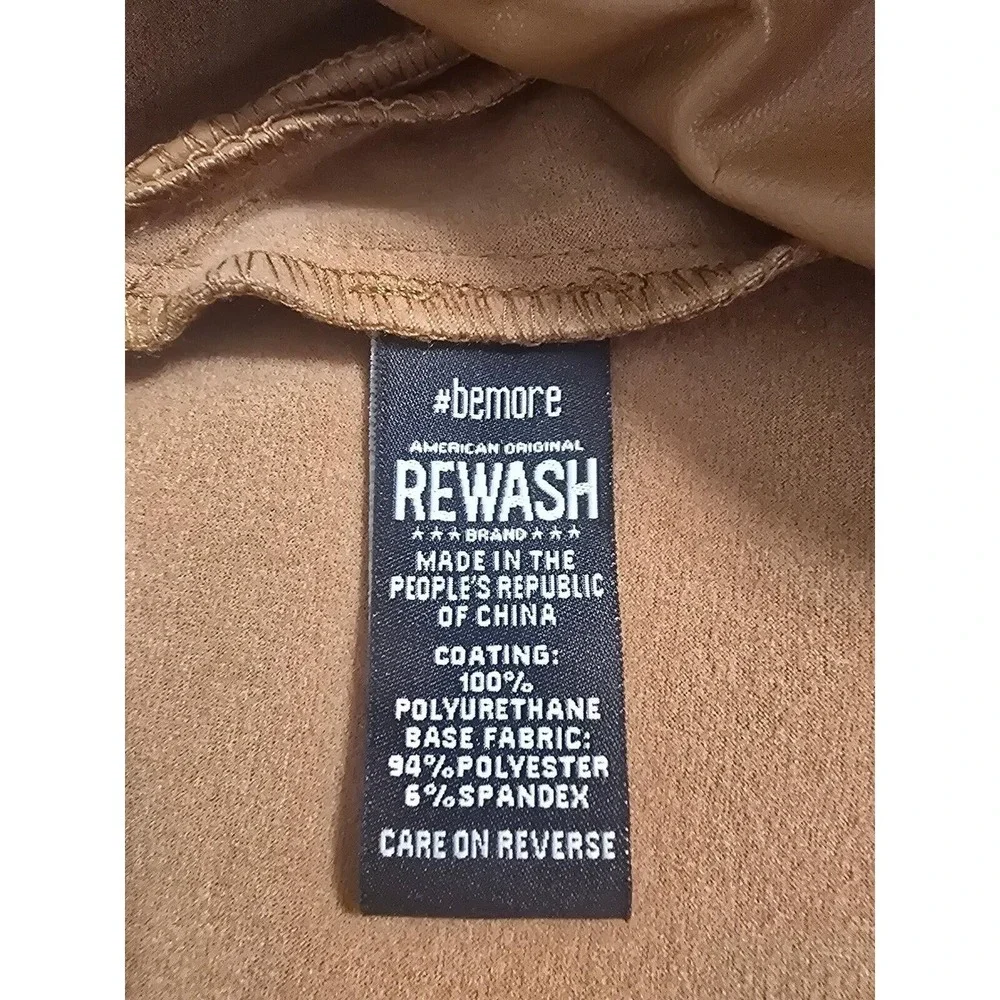 Rewash‎ Camel Tan Vegan Faux Leather Mini Skirt Size L J19040CM3 Brown Edgy Chic